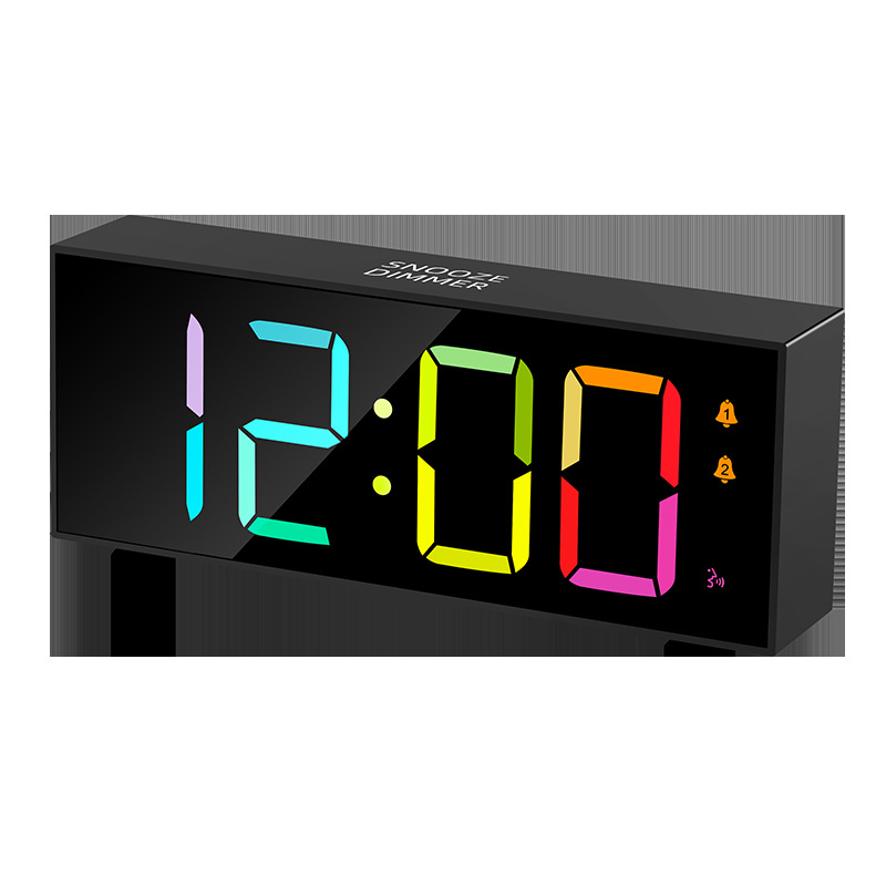 2023 New Full Color LED Alarm Clock Multifunctional Colorful Digital Display Large Color Screen Electronic Children's Clock