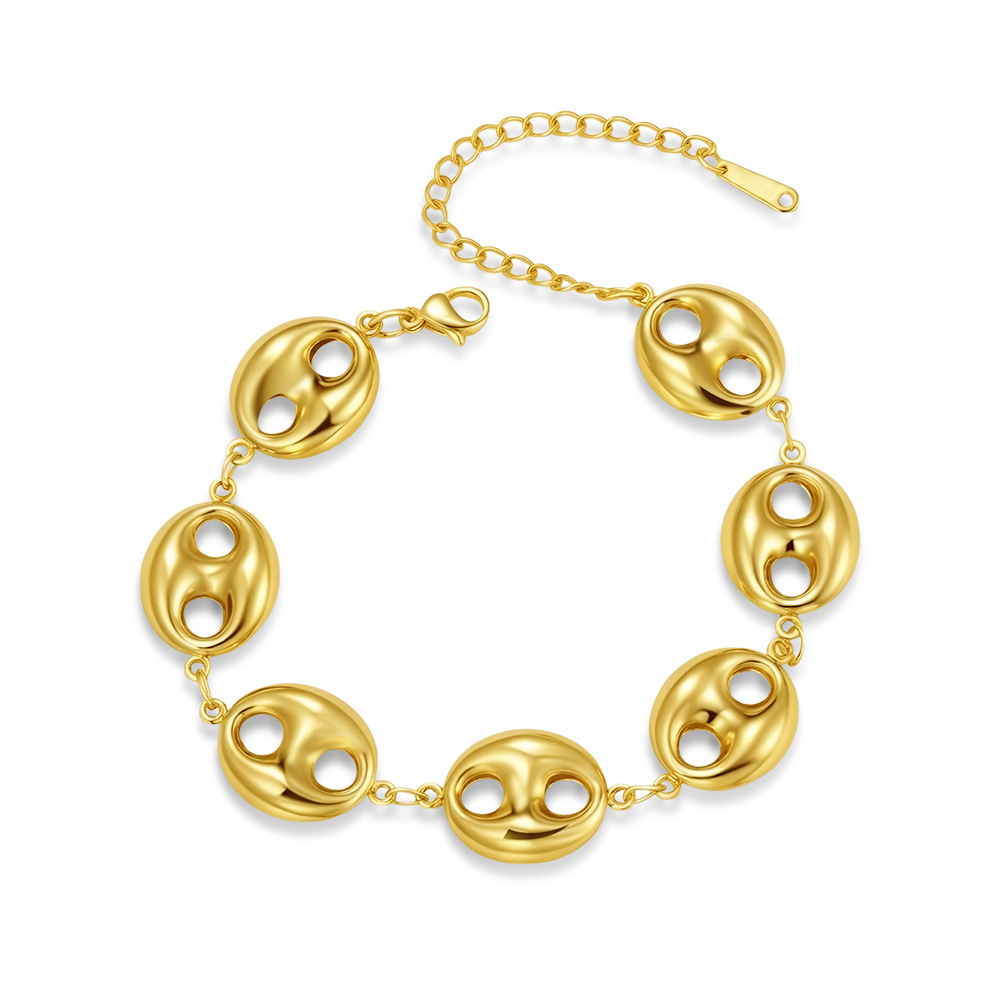 Stainless steel hollow bracelet for women, cross chain, 18K handmade chain