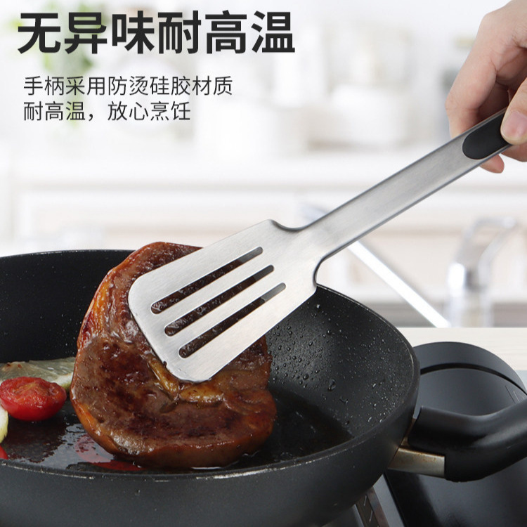 Thickened Stainless Steel Food Tongs Heat-Proof High Temperature Kitchen Steak Bread BBQ Clips Multi-Function Food Tongs