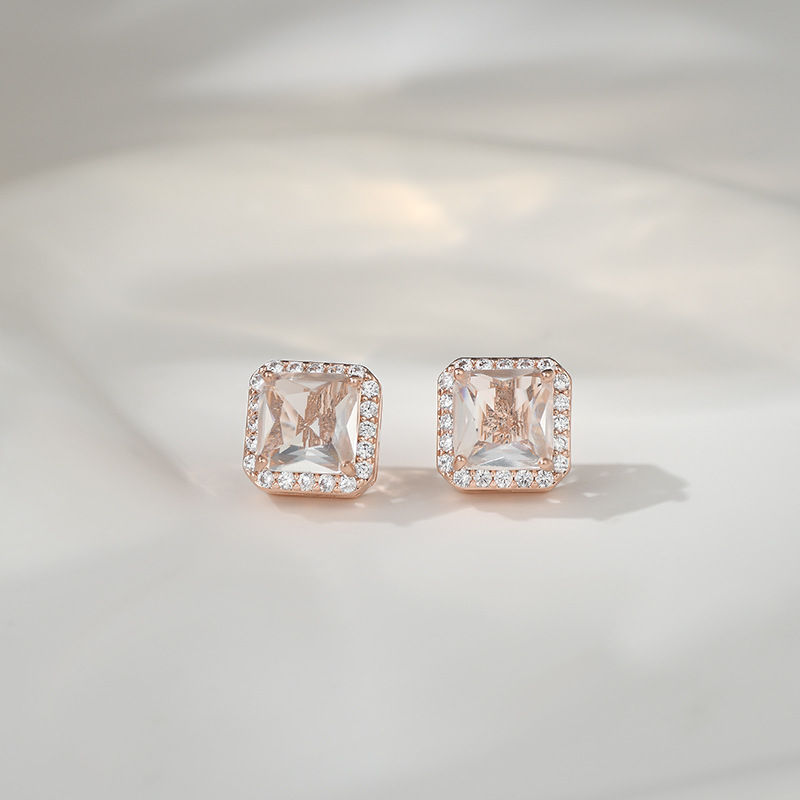 S925 silver needle ear studs women geometric sugar cube ear accessories commuter style ear drops