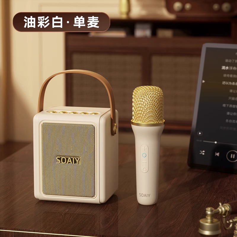 Soai SK9 Microphone Speaker All-in-One Microphone K Song Wireless Bluetooth Home Children Home KTV Christmas Gift