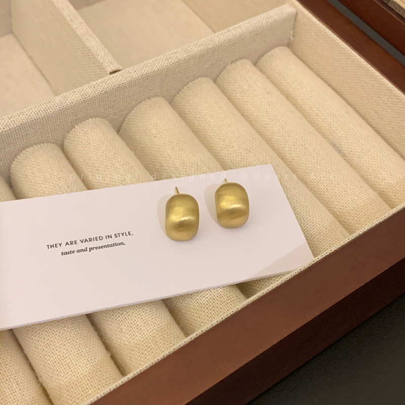 26#金色几何小豆豆耳钉