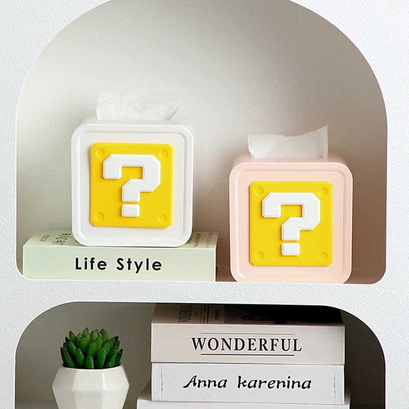 Cute tissue box, tissue holder, simple living room, home use, napkin box, question mark anti-collision sticker decoration
