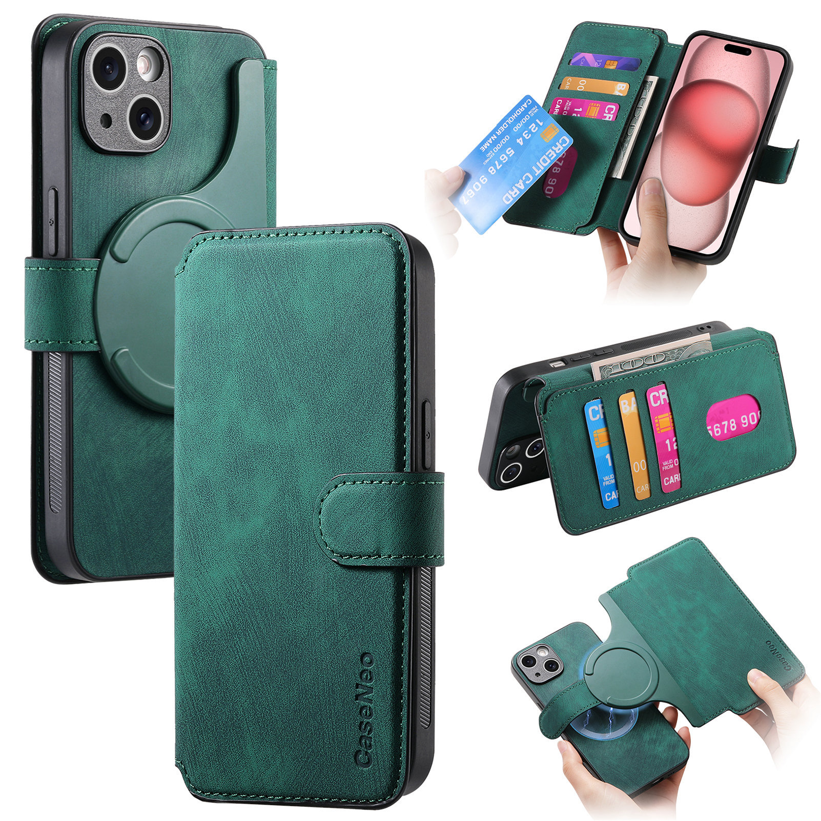 New magnetic detachable for Apple 18 phone case Magsafe strong magnetic iPhone18 flip leather case 14p case