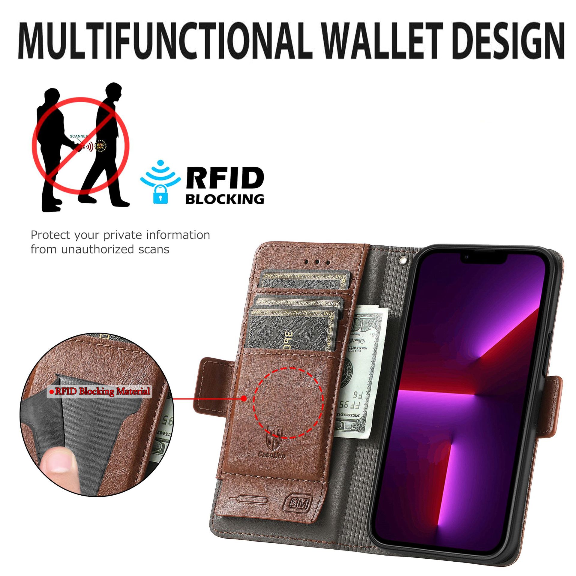 For Apple 18 phone leather case RFID anti-skimming magnetic flip case Samsung S26Ultra phone case
