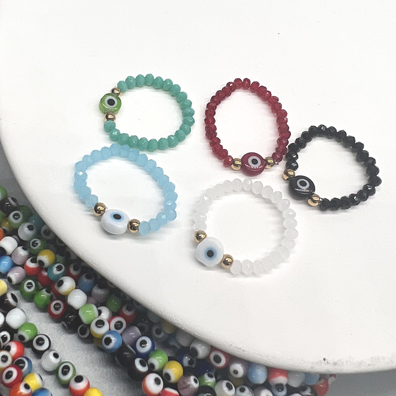 Fengxin Women's Fashionable Hand Accessories: Colorful Stretch Rings, Devil's Eye Rings, and Tail Rings
