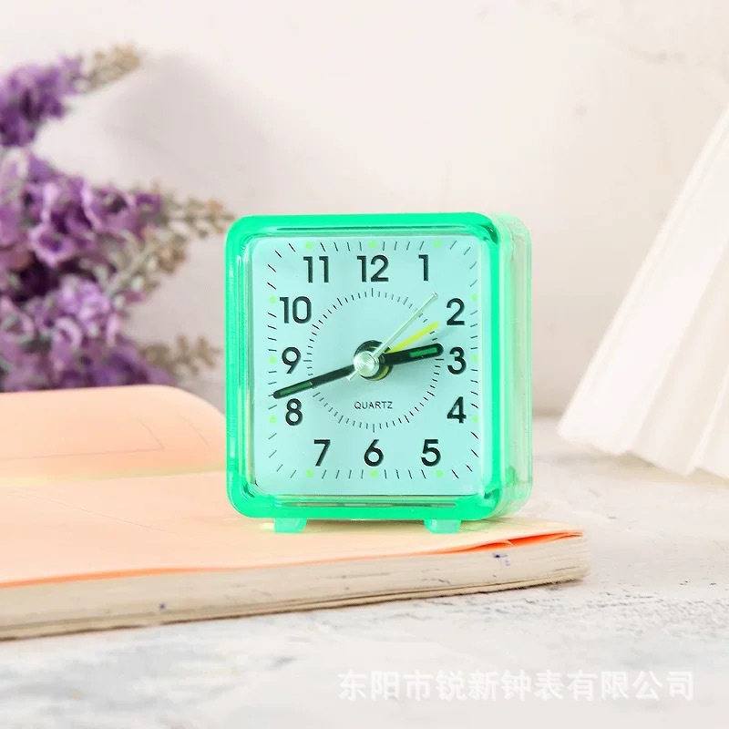 Simple transparent electronic alarm clock children candy color clock student bedroom loud small clock