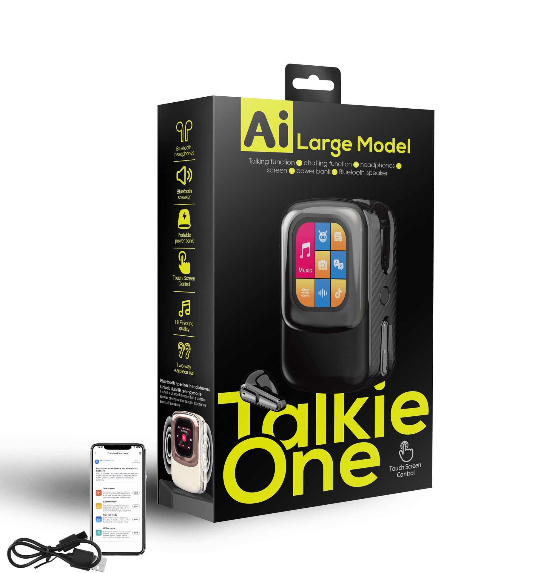 TK-ONE【黑色】AI 同声传译 + 会议记录 激活终身免费 无续费