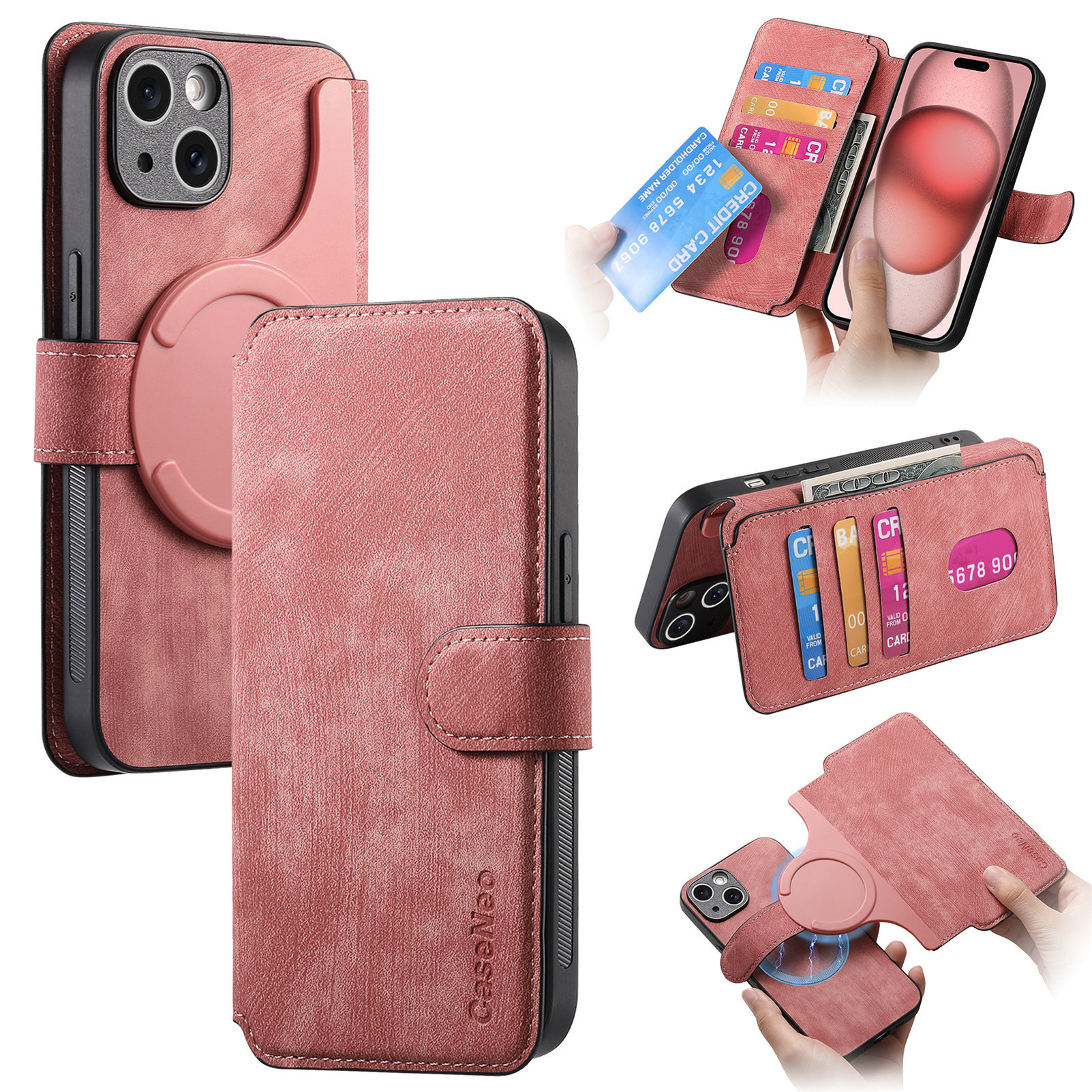 New magnetic detachable for Apple 18 phone case Magsafe strong magnetic iPhone18 flip leather case 14p case