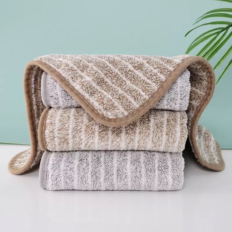 Thickened striped bamboo charcoal kitchen dishcloth, oil-absorbing, easy to wash, water-absorbing, thickened towel, household pure cotton, lint-free