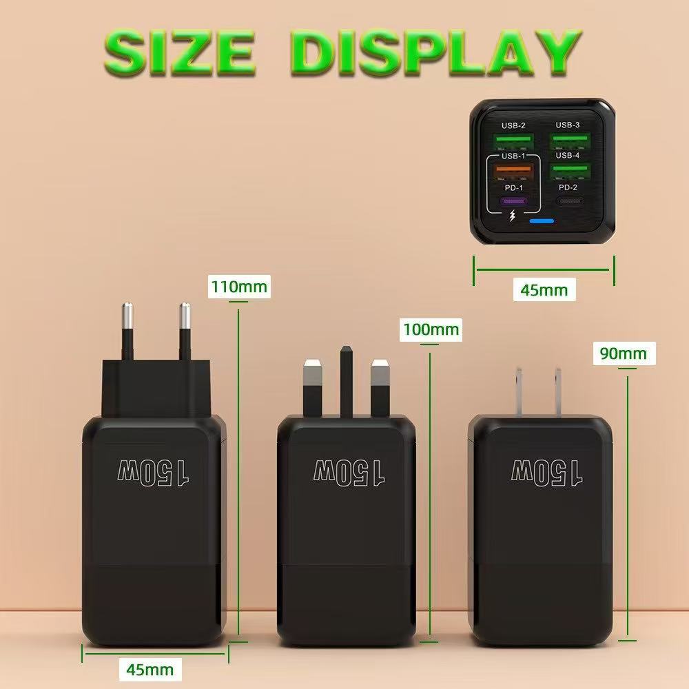 Multi-Port Charging Plug for Apple Huawei Xiaomi 150W All Protocols 150W PD60W High Power