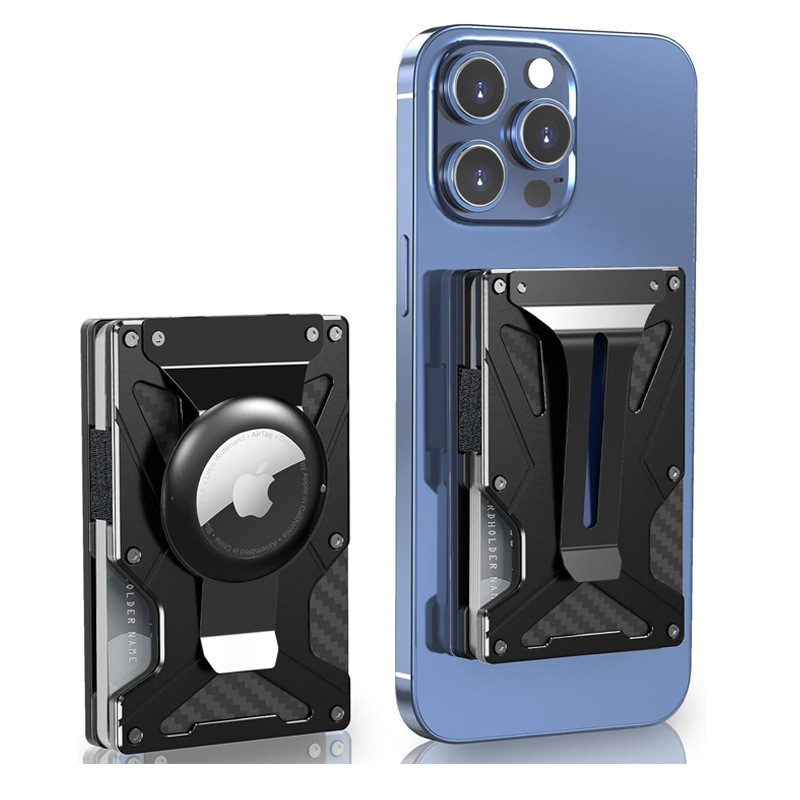 New Built-in Magnetic Metal Wallet Magsafe Wallet Air Tag Card Holder RFID Anti-theft Function