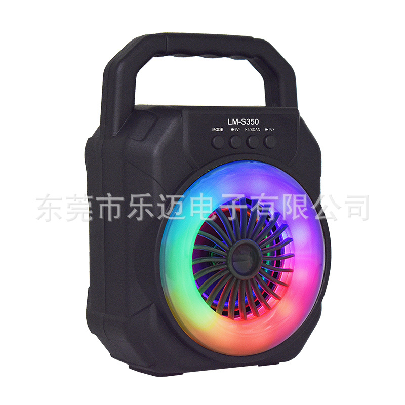 2024 New LED Bluetooth Speaker USB Card Slot Cool Color Light Square Dance Outdoor Handle Small Audio Cross
