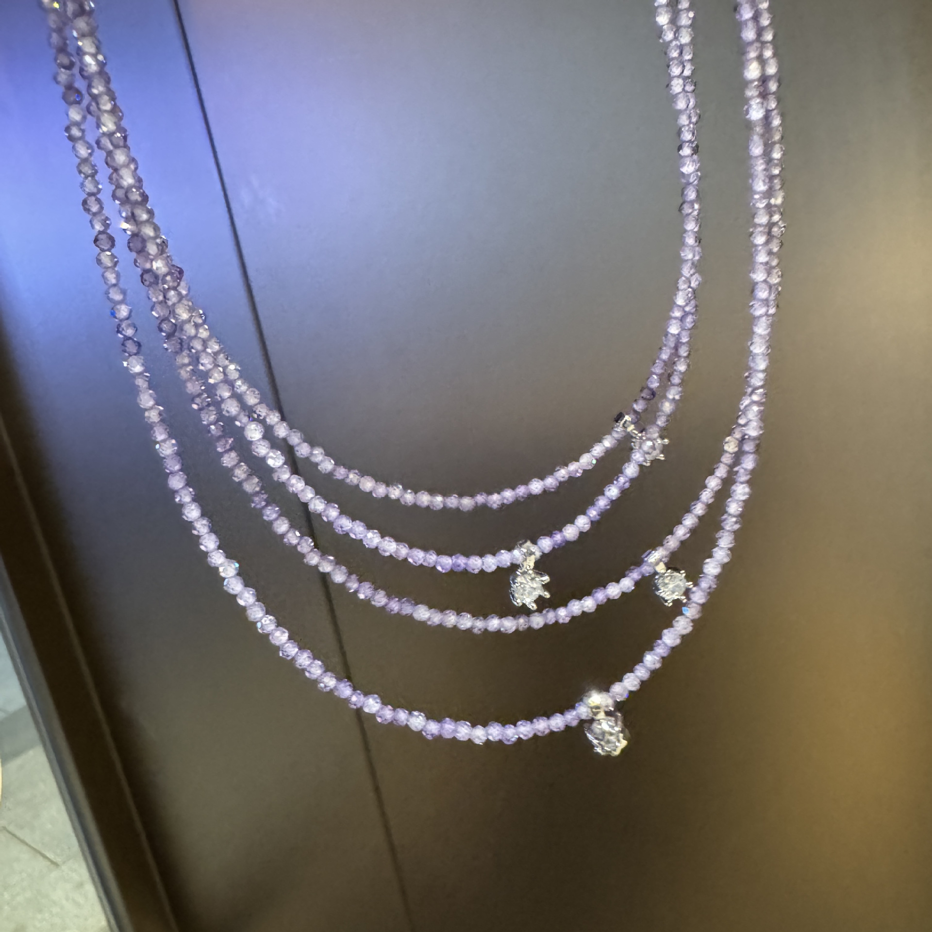 Purple lavender zirconia bead crystal necklace women's summer accessories niche accessories