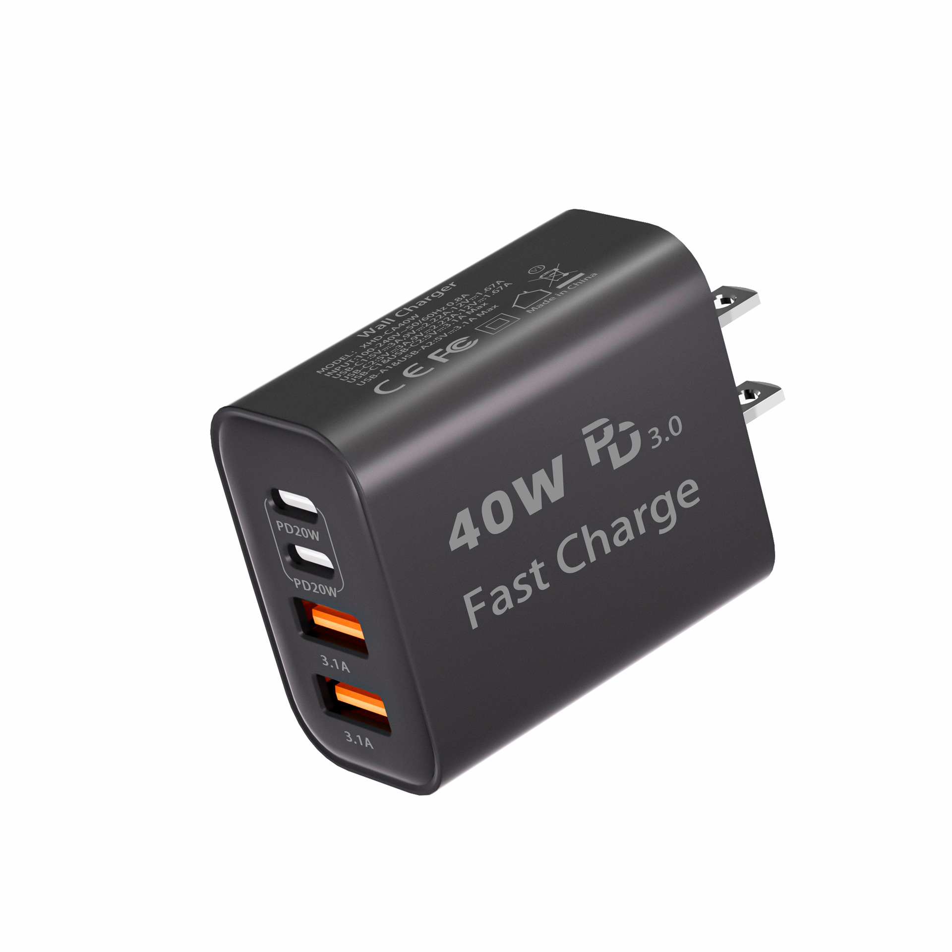 Customizable 40W US standard fast charging for Apple 15 charger Samsung phone 2C2A charging head ETL certified