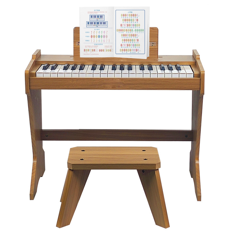 37-Key Multifunctional Wooden 3D Piano Children's Electronic Keyboard Electric Piano Boys and Girls Music Early Education Toy Gift