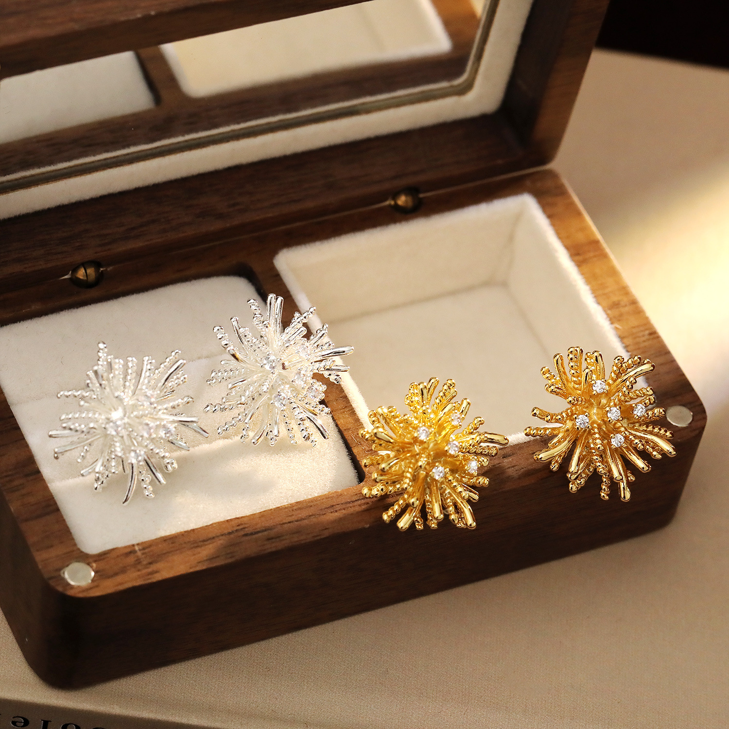 Exaggerated Dandelion Ear Studs Spring Summer Earrings Stunning Small Zircon Earrings