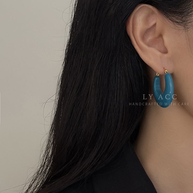 Small Fresh Semi-Circular Stud Earrings Candy Color Daily Commuter Earrings