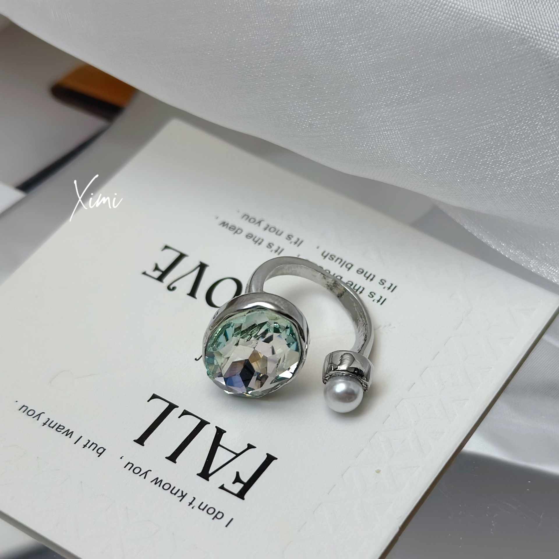 New Exaggerated Crystal Oval Open Index Finger Ring for Women Band