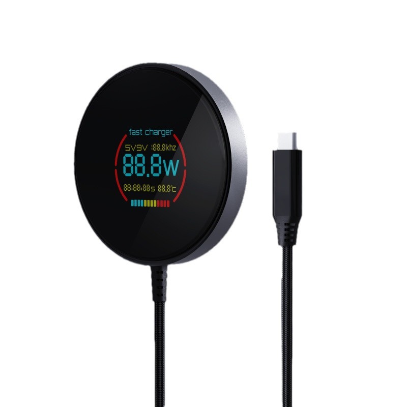 C50 digital color screen wireless charger for Apple phone magnetic wireless charger digital display wireless charger