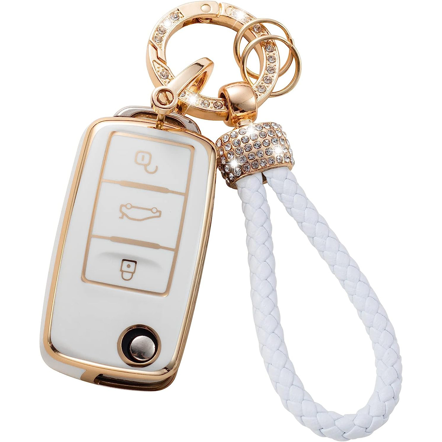 Gold Edge Car Key Case Car Key Bag Diamond Ring Pendant Keychain