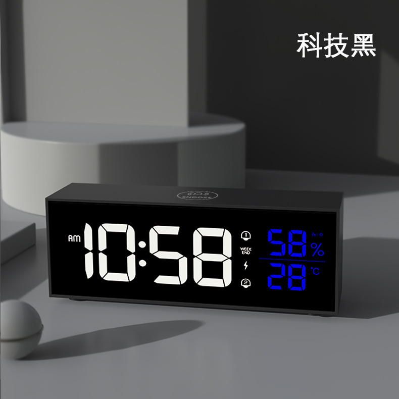Electronic Alarm Clock Student Clock Bedroom Eye Protection Indoor Thermometer Hygrometer Table Clock Modern Simple