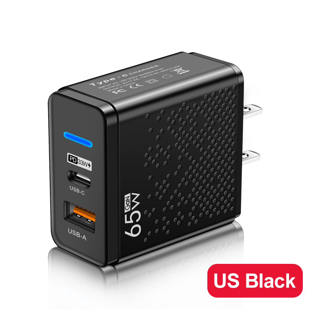 Glowing LED USB+PD Type-C Phone Charger Multi-Port US/EU/UK Travel Charger