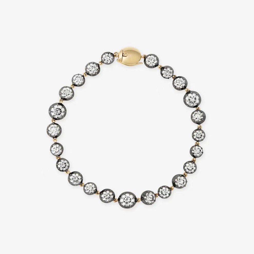 Staggered Bubble Drill Black Gold Bracelet S925 Silver Gold-Plated 18K Gold Sparkling Exquisite Niche Zircon Bracelet