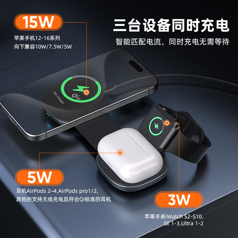 QI2.0 3-in-1 Wireless Charger Magsafe Wireless Charging Fast Charging for Apple Phone Watch Charging