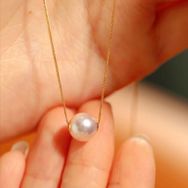 S925 Sterling Silver Single Bead Lulutong Necklace Women Commute Strong Light Natural Freshwater Pearl Pendant Summer