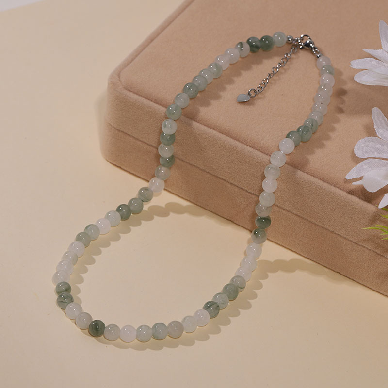 Tianshan Jade Necklace for Women Jade Clavicle Chain Bracelet Simple Design Natural Stone Beaded