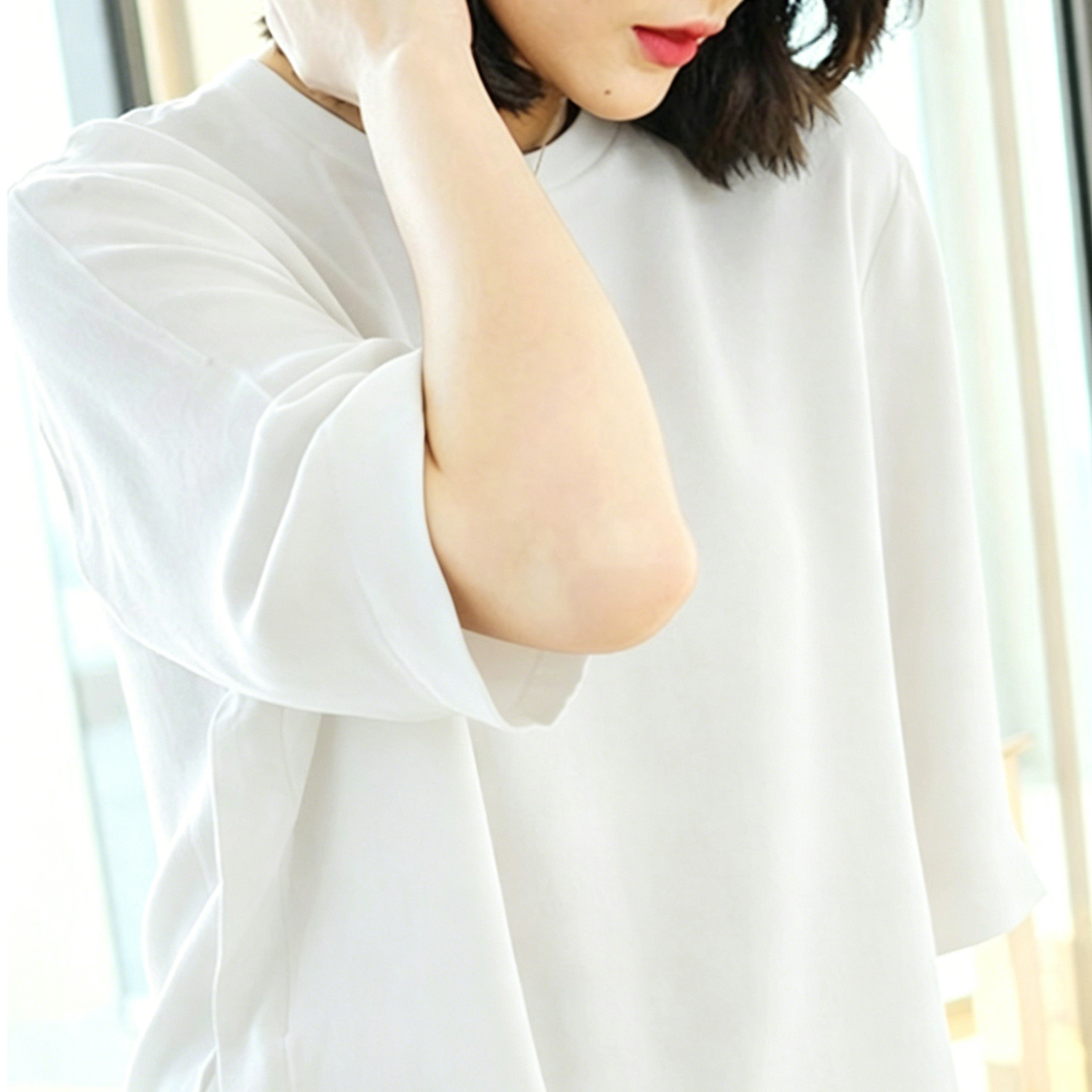 2026 Spring/Summer C010H Mulberry Silk Top Three-quarter Sleeve Round Neck Silk Blouse Women's Shirt Loose
