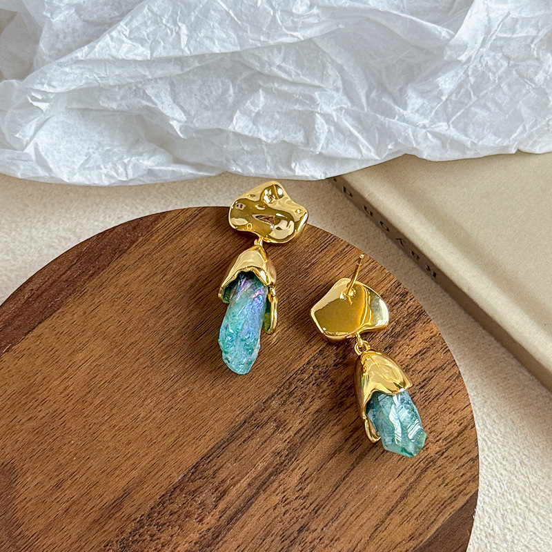 NALA Blue Natural Stone Earring Necklace Set Set Jewelry Necklace Earrings Women