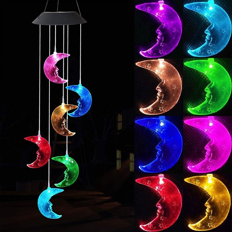 Solar Wind Chime Courtyard Decorative Light Color Changing Balcony Outdoor Waterproof Hanging LED Hummingbird Light String