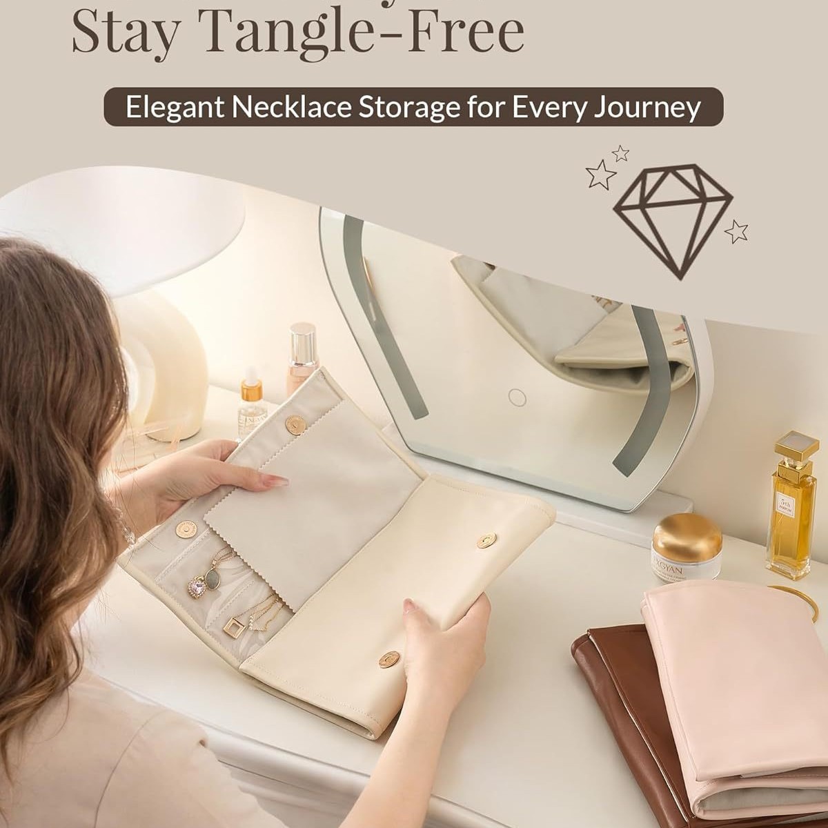 Roll-up Jewelry Storage Bag Anti-oxidation Necklace Storage Roll Cloth Folding Earring Ring Storage Bag Portable