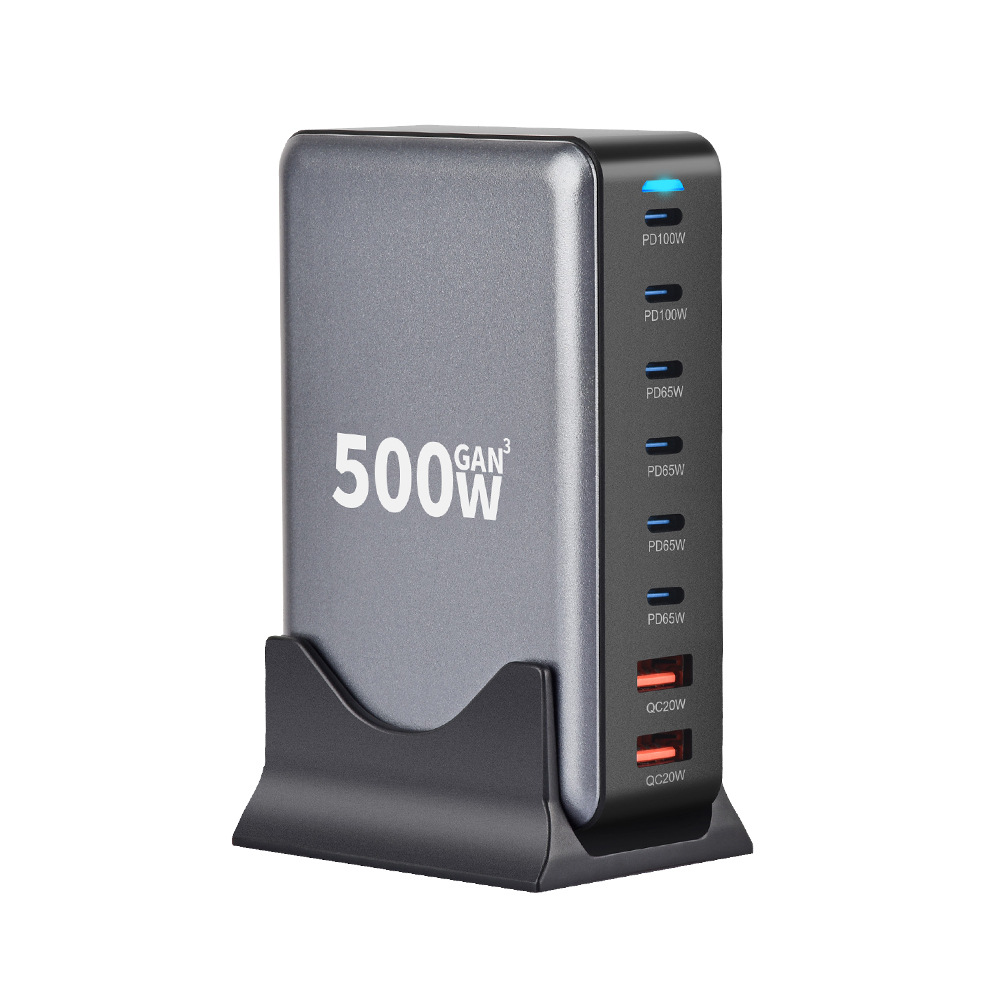 600W GaN Charger Multi-Port Fast Charging Desktop Charging Station Compatible with Laptop Tablet Phone Adapter