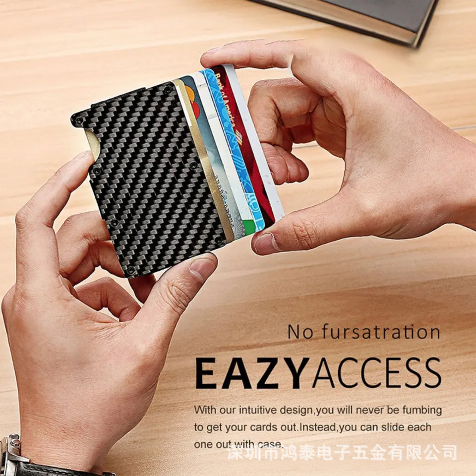 New Metal Card Holder Carbon Fiber Wallet Money Clip RFID Anti-Theft Blocking Technology