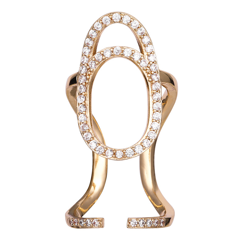 Kenjie copper gold-plated zircon fingertip ring for women punk nail art nail ring exquisite nail cover