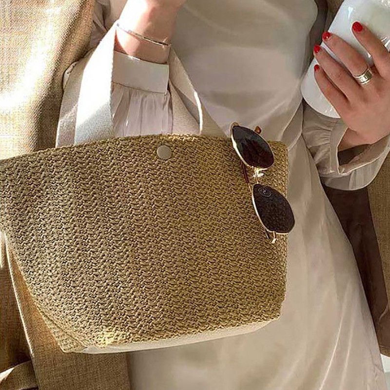 2025 New Beach Summer Seaside Vacation Summer Pastoral Style Woven Bag Handheld Woven Bag Women