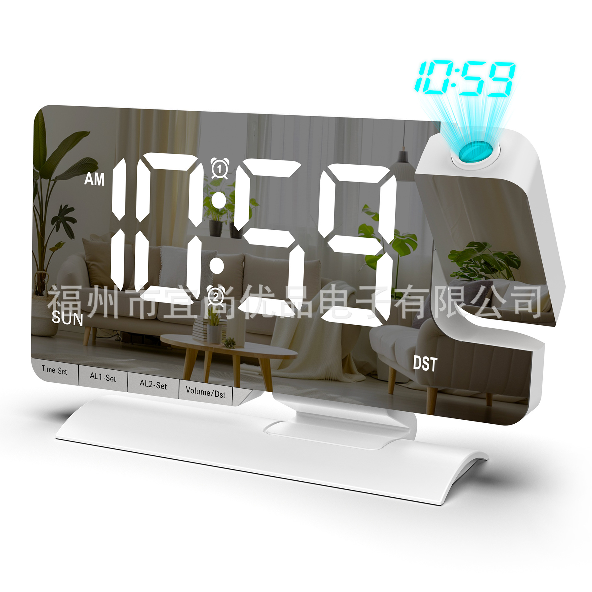 2026 New Large Screen LED Projection Clock Daylight Saving Time Desktop Electronic Clock Week Workday Dual Alarm Clock