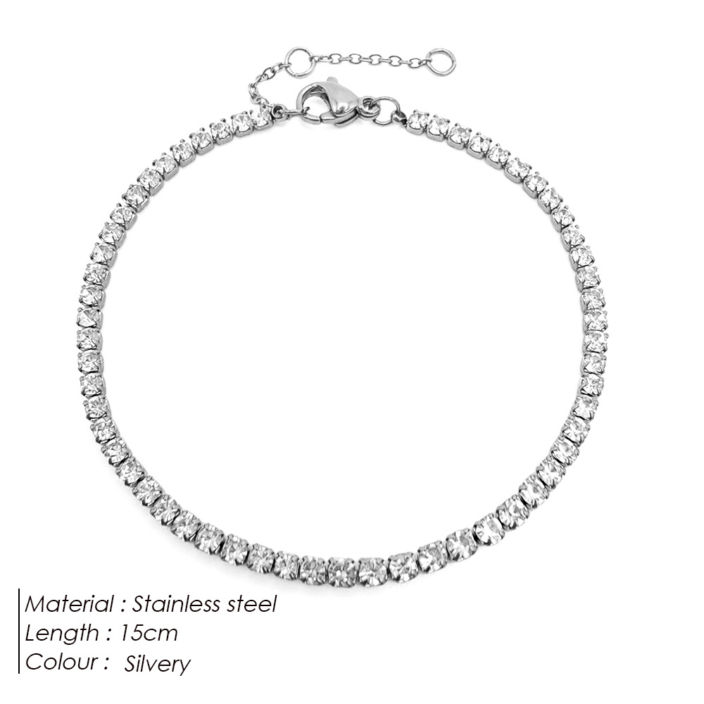 eManco Single Row Diamond Bracelet Round Zircon Tennis Chain Bracelet Bangle Hand Jewelry