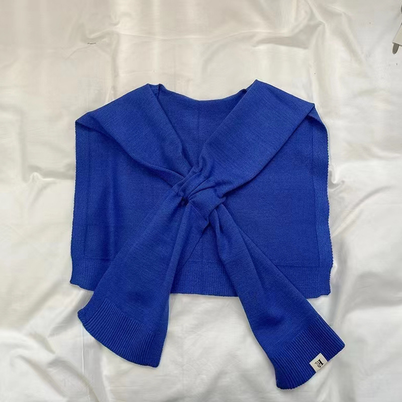Air-conditioned room shoulder and neck protection striped shawl outer cardigan knitted small cape fake collar shawl