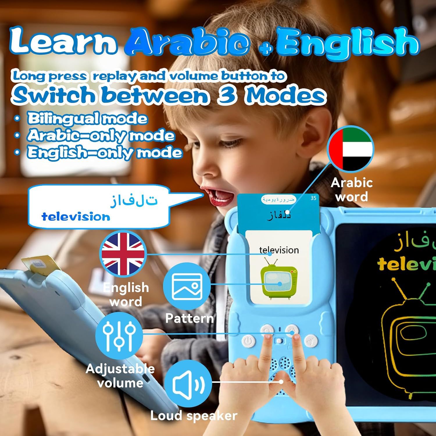 Children's Early Education Machine Drawing Board Arabic English Bilingual Enlightenment Learning Machine Educational Toy