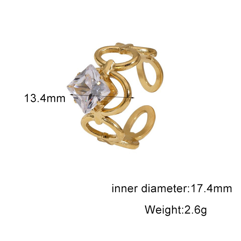 18k gold-plated titanium steel open ring stainless steel ring hand jewelry