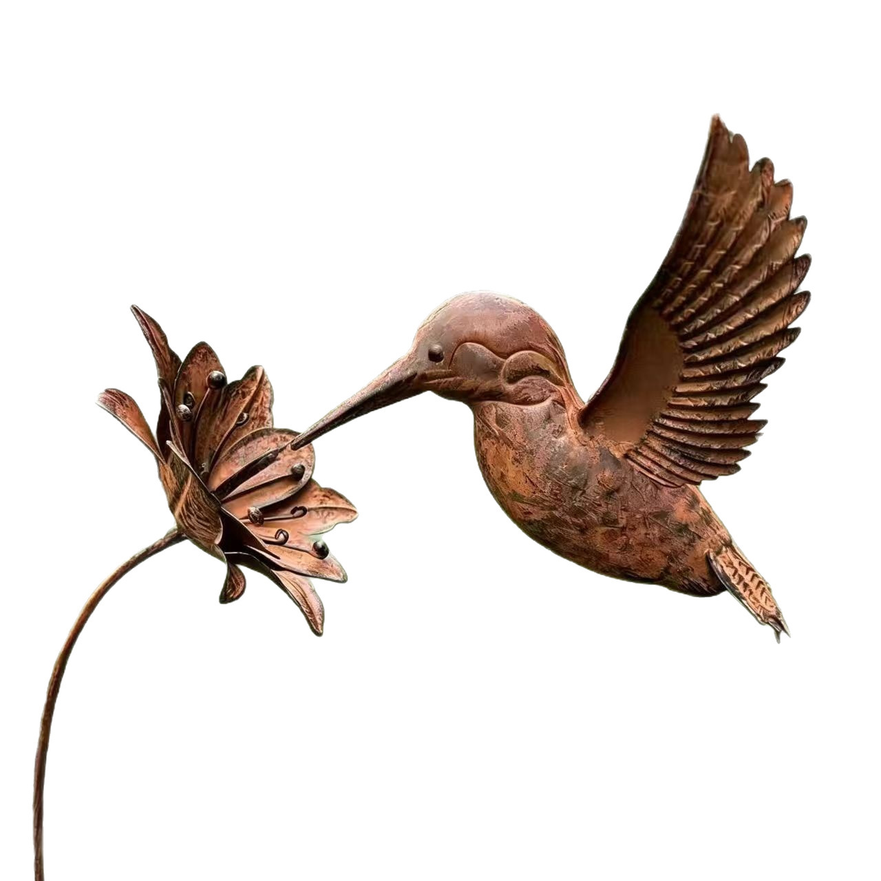 New Courtyard Garden Simulation Rust Bird on Flower Ground Insert Iron Art Craft Outdoor Decoration