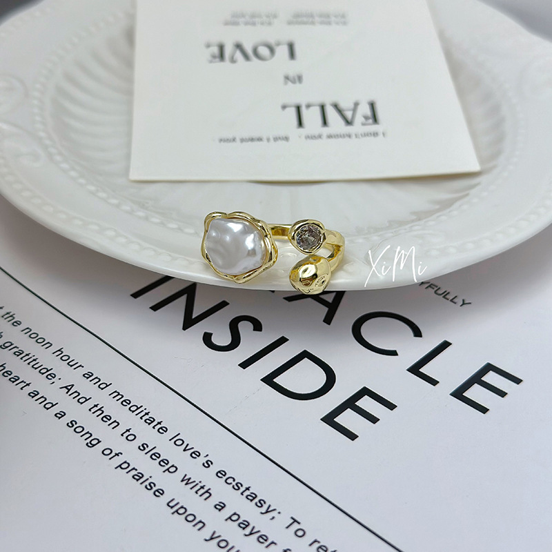 New Baroque Pearl Ring for Women Open Index Finger Ring Band