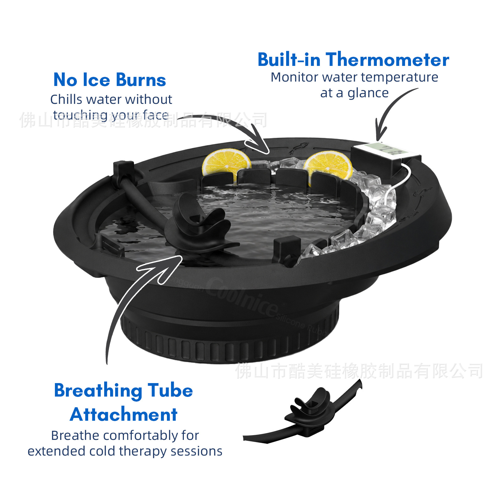 New breathable ice compress face basin with ice grid filter chamber ice therapy care ice bath beauty silicone foldable face basin