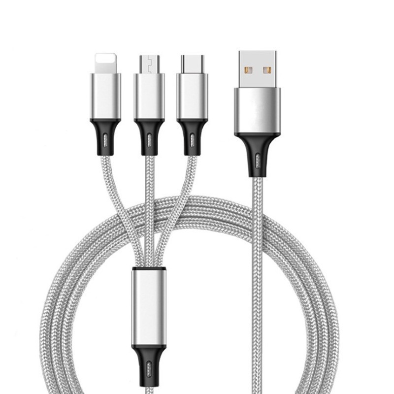 3-in-1 Multi-Function Phone Charging Cable Three-in-One Data Cable for Apple Android Huawei Liquid Silicone Cable