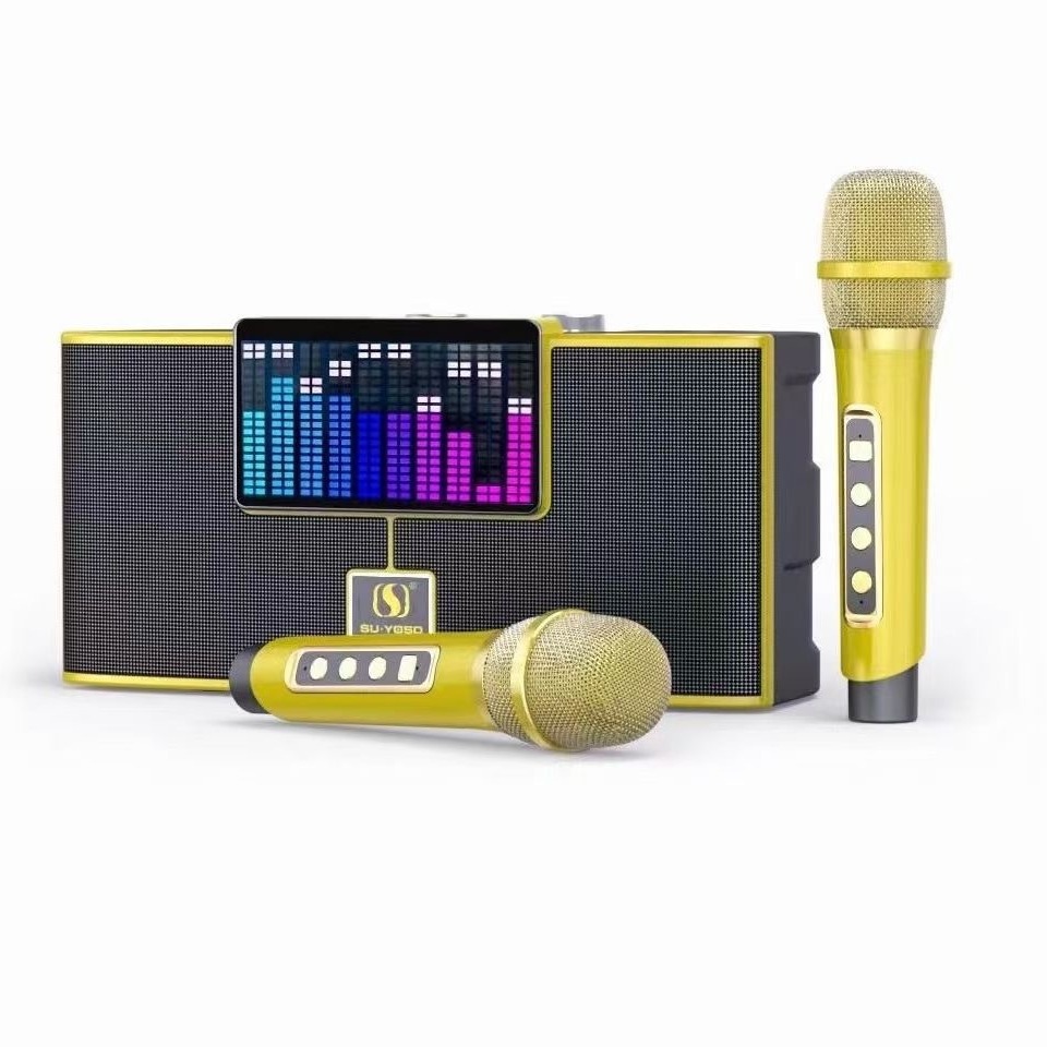 YS208 Bluetooth Speaker KTV Small Speaker Rock Bass Small Cannon Speaker Dual Microphone All-in-One Home Set