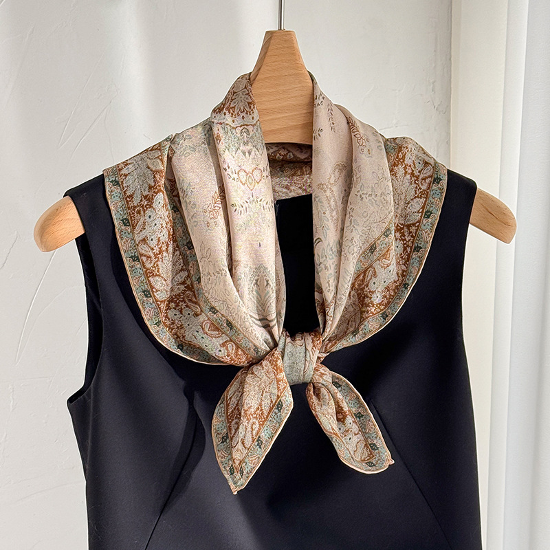 「Classic Paisley」Xili silk real silk scarf for women, summer garden series mulberry silk scarf, decorative neck scarf